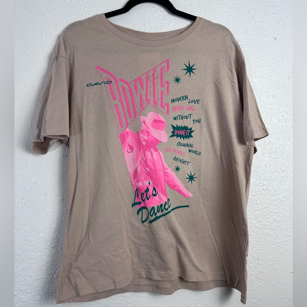 David Bowie Graphic Tan T-Shirt Size‎ Large